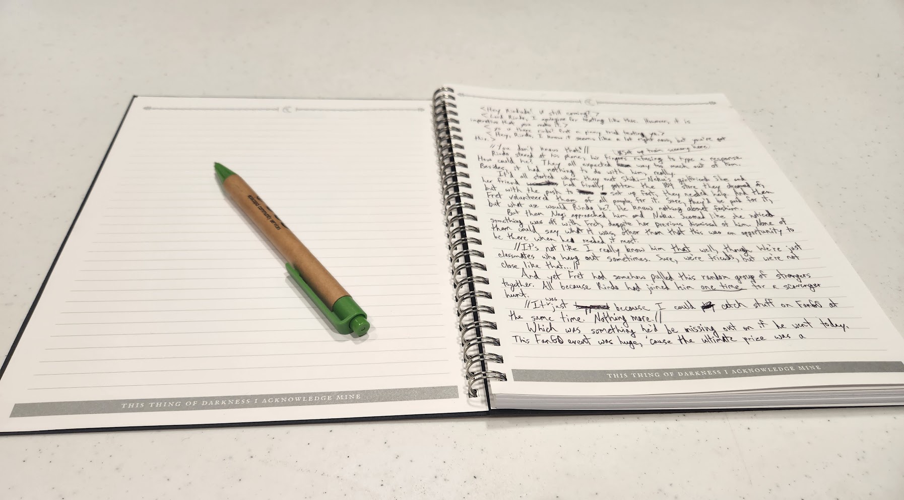 Writing in a notebook